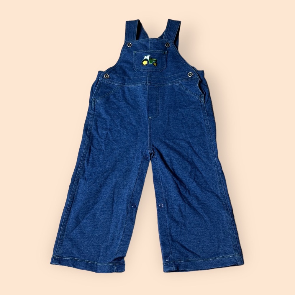 Baby Cotton Poly Denim Color John Deere Tractor Overalls Size 24 Months